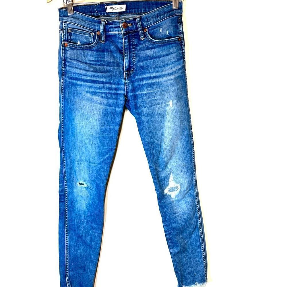 Madewell High Rise Skinny Distressed Frayed Ankle Jeans Womens 26 W